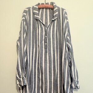 CP Shades / Free People XL light linen button-down tunic top